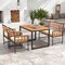 Outdoor Patio Dining Set Acacia Wood 4 Piece Table Loveseat 2 Armchairs Cushion Set